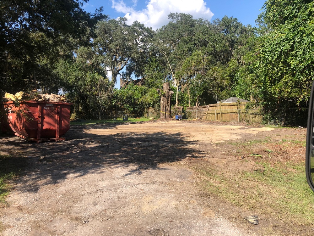 Rolloff dumpster loaded and ready for pick up in Clay County